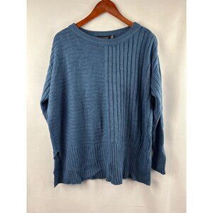 Nina Leonard Womens Blue Asymmetrical Knit Sweater S 100% Acrylic